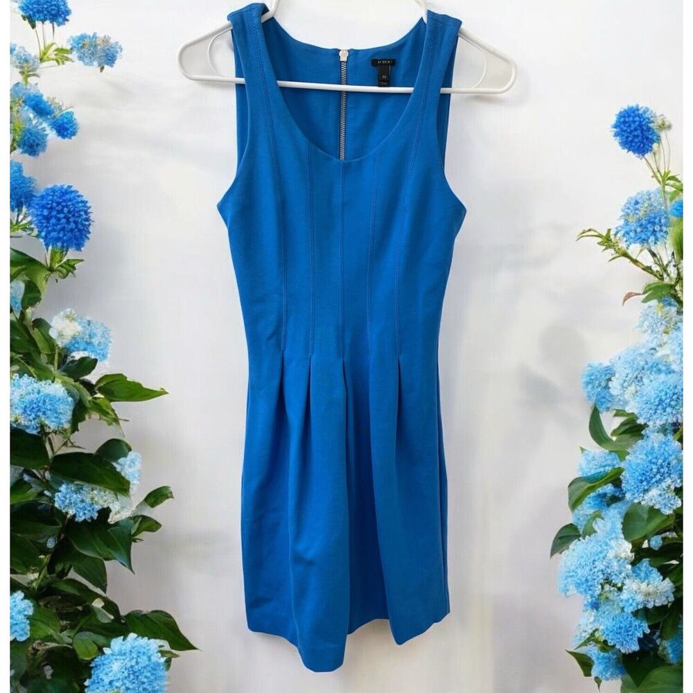 J Crew Womens Dress Blue Size 00 Sleeveless‎ knit Stretch Zipper Pleated